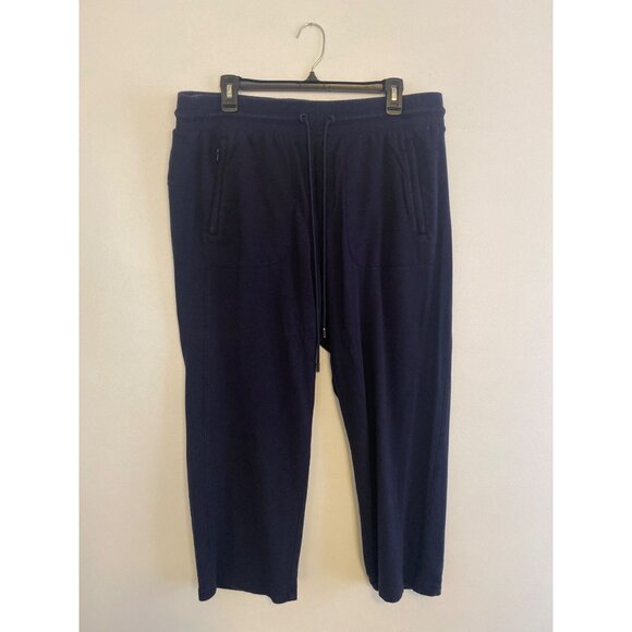 T By Talbots Women's 1X Navy Blue Capri Pants Lounge Set - Picture 3 of 9